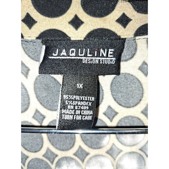 Jaquline Design Studio Multicolor Chic & Bold1X 3/4 Sleeve Maxi  V-neck Dress - Picture 3 of 5